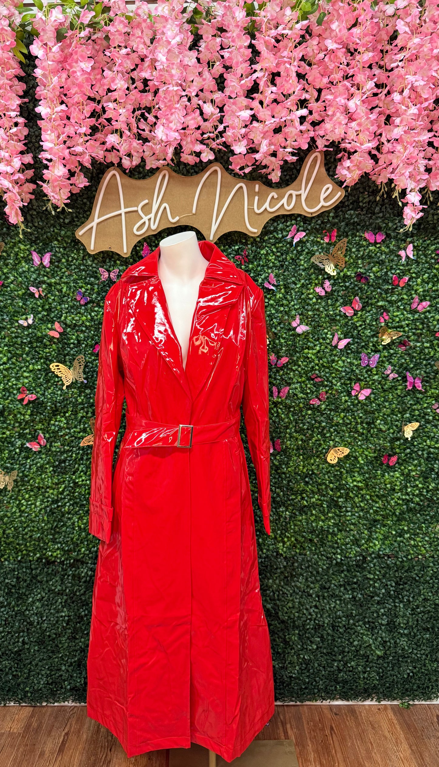 Red Latex Trenchcoat