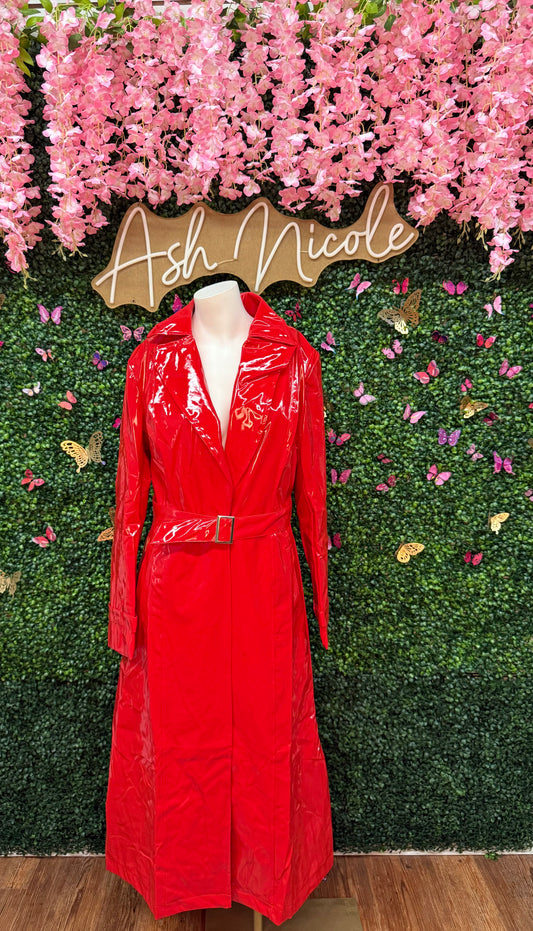 Red Latex Trenchcoat